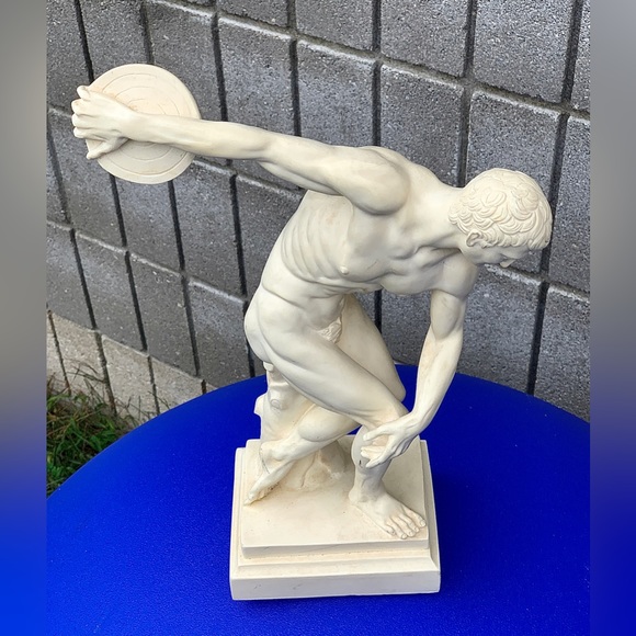Mid Century Vintage Large Hand Sculpted DISCOBOLUS OF MYRON Statue - Picture 9 of 16